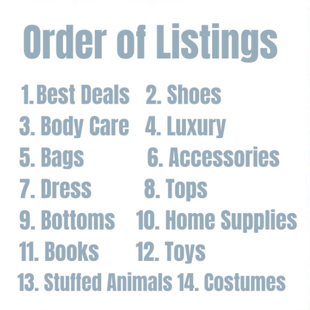 ORDER OF LISTINGS